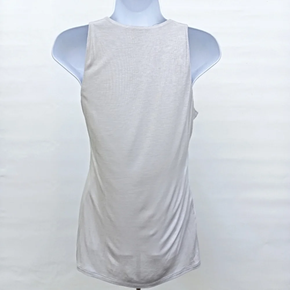 White House Black Market Sleeveless Draping Jeweled Top Jersey Ice Gray X Small - Picture 9 of 10